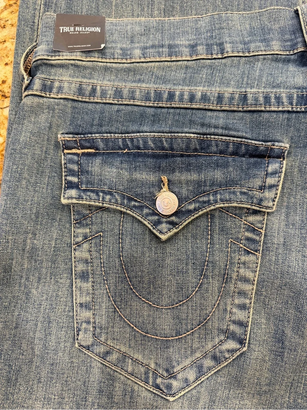 TRUE RELIGION: Men's Vinny Ultra Baggy Denim Blue Washed, Wide Leg, Size 36x34